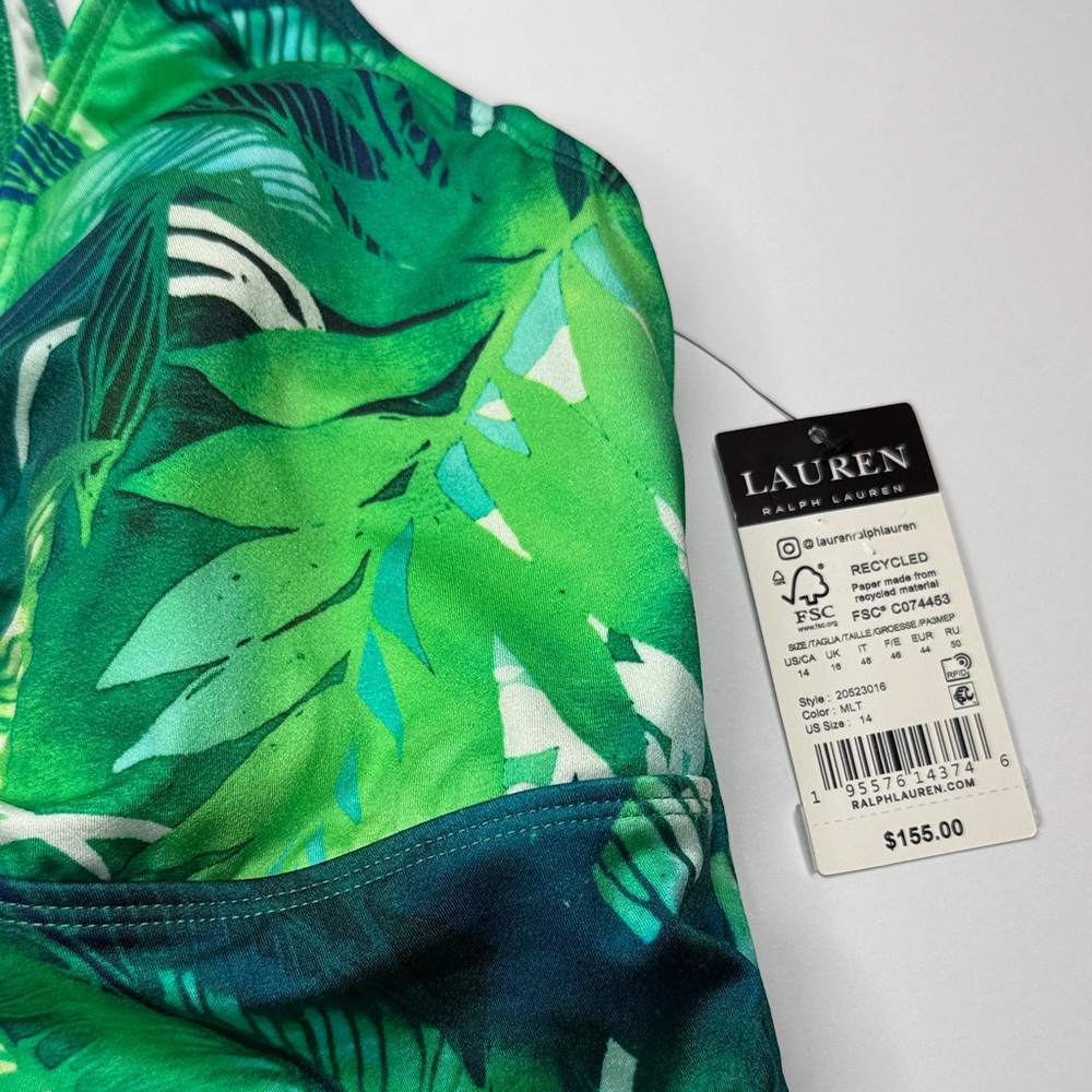 LAUREN RALPH LAUREN Cartago Palms Ring Over The Shoulder One-Piece Swimsuit - Picture 10 of 11